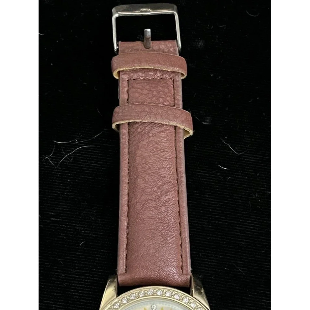 Jessica Carlyle Mandala Rhinestone Watch Brown Leather New Battery